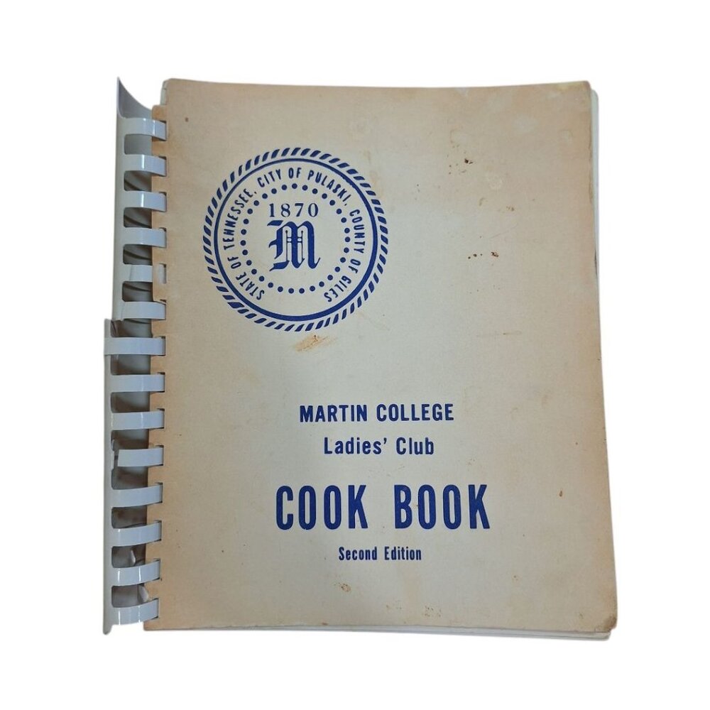 Martin's College Ladies Club Cook Book‎ Second Edition Luker Recipes 1970s 80s